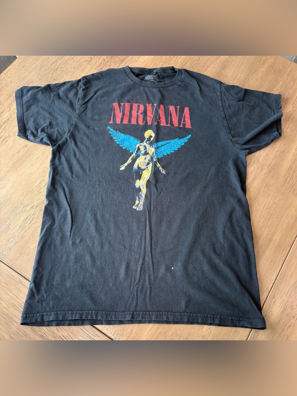 Nirvana In Utero Angel Graphic Band T-Shirt Black Size Medium